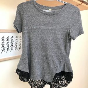 FREE PEOPLE t-shirt blouse with lace